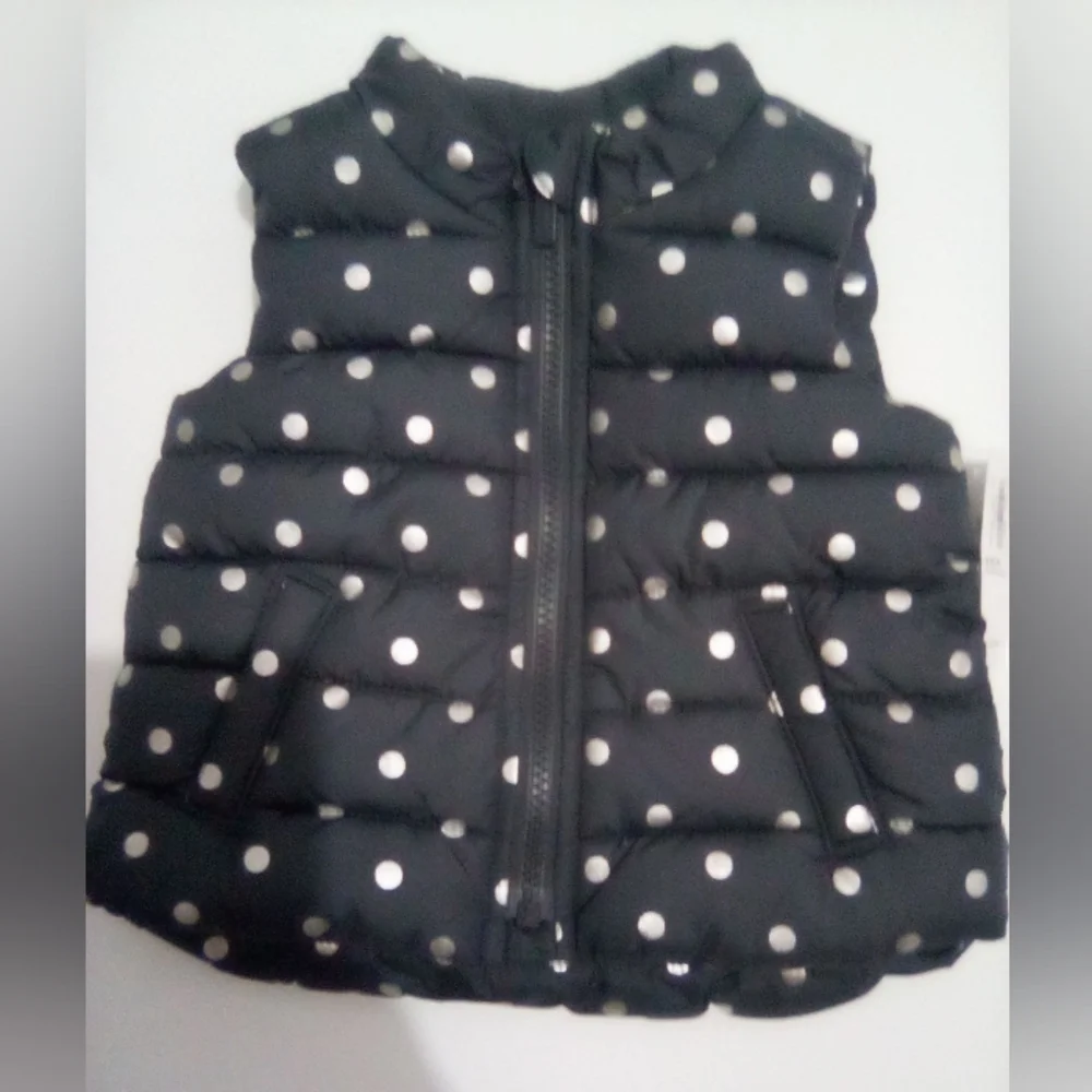 Old Navy Kids Polka Dot Puff Vest Jacket Size 6-12 M Outdoor